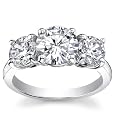 1.75 ctw Classic Round Three Stone Diamond Ring in 14K White or Yellow Gold (D Color, I Clarity, 1.75 carat total, yellow or white band)
