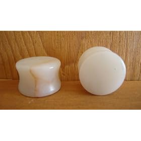 4 Gauge White Quartz Stone Plugs [1 Pair]