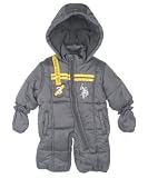 U.S. Polo Assn. Mallet Grey Crest Newborn Boys 1-Piece Snowsuit