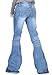 Glamour Outfitters 60s 70s Ripped Distressed Denim Flared Jeans - Blue
