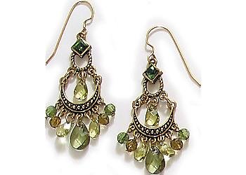 1928 Brass Olivine & Green Tourmaline Chandelier GREEN