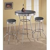 IMAGE OF MAN CAVE 2 Black Glitter Barstools and Black Table Set