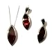 .925 Sterling Silver and Certified Cherry Amber Marquise-shaped Pendant on Italian Sterling Silver Rolo Chain 18 + Earrings Jewelry Set