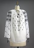 Embroidered Blouse ~ Blackwork Peasant Style Blouse for Women, Hand Made in Transylvania