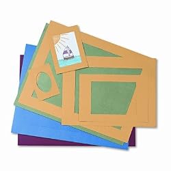Pacon 72550 Precut Mat Frames, 4 Assorted Colors, 12 ea. of 5 Assorted Sizes, 60/pack
