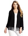 Democracy Women's Open Front Knit Fringe Cardigan