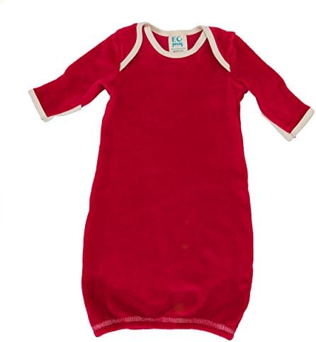 EC Peesy Unisex Baby Organic Sleepy Gown (0-3M, Red)