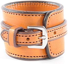 Chunky Equestrian Horse Two-Tone Leather Cinch Cuff Bracelet