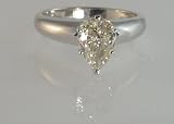 Pear cut Diamond Engagement Solitaire Ring EGL 14k White gold (1.3 Ct I-VS2)