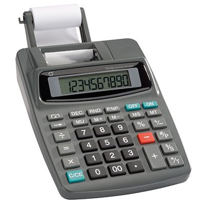 Ten-Digit Desktop Printing Calculator, One-Color, AC/DC, 5.75Wx8D CEB95011