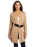 Calvin Klein Women's Dropped Shoulder Belted Cardigan, Heather Camel, Large