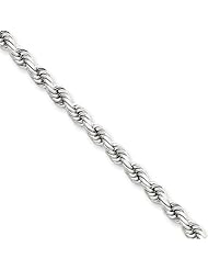 4mm, 14 Karat White Gold, Diamond-Cut Rope Chain - 22 inch
