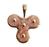 Pink Mother Of Pearl Three Point Bouquet Pendant, 14k Gold