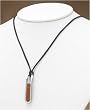 J-Steel by Fyn Studios Stainless-Steel and Leather Pendant Necklace JSF-843332001303