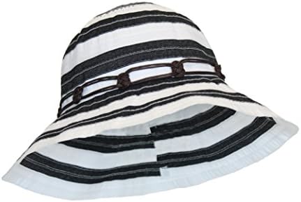 Black and White Wide Brim Summer Sun Hat, UPF 50+