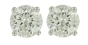 Platinum Overlay Sterling Silver 4mm Round Cubic Zirconia Four-prong Stud Earrings