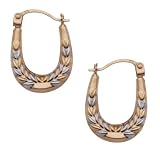 9ct Two-Colour Mini Leaf Creole Earrings