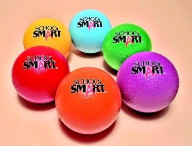 School Smart TechnoSkin PU Foam Medium Bounce Coated Foam Ball Set, 8-1/4 in, Assorted Color, Set of 6