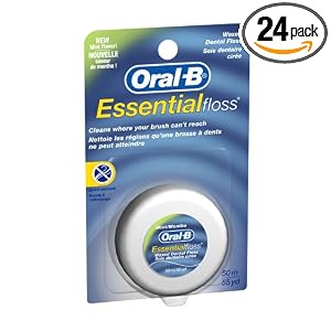 Oral-B Essential Floss, Waxed Mint, 55-Yards Packages (Pack of 24)