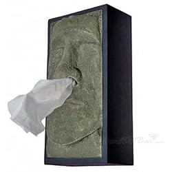 Tiki Head Tissue Box Cover - Green Face with Black Sides