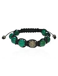 Diamond Pave Sterling Silver Macrame Beads Bracelet Handmade Jewelry