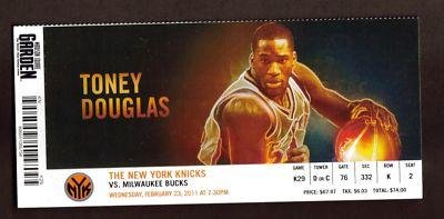 February 23, 2011 Knicks Vs Bucks Carmelo Anthony Knicks Msg Debut Ticket Stub - NBA Basketball Tickets