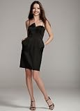 David's Bridal Stretch Satin Dress with Bow Detail and Pockets Style K010B596