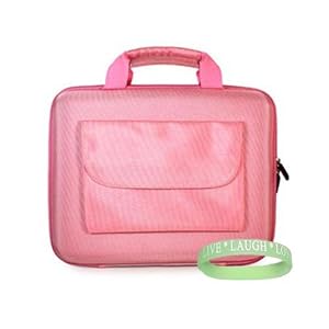 Apple Ipad Tablet Carrying Case Hard Cube Case with Attached Pocket for ipad Accessories ( ipad Tablet 3G , ipad Tablet wifi , ipad Tablet wifi + 3G, 16gb, 32 gb , 64gb ) ** PINK ** + Vangoddy Live * Laugh * Love Wrist band
