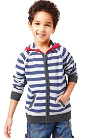Pure Cotton Hooded Striped Knitted Top with Stay New™