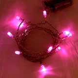 Battery LED Fairy Lights PINK 10 Bulbs - Static