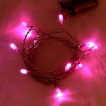 Battery LED Fairy Lights PINK 10 Bulbs - Static