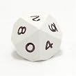Opaque Precision 10 sided Dice, White with numbers 0-9, hand inked