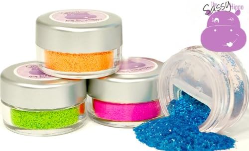 Sassy Hippo Craft Glitter - 4Pk, Gift Set #2 - Neon Lime Green, Neon Orange, Neon Magenta, Neon Blue