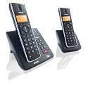 Philips SE 2552 B/38 Schnurlostelefon (HD Sound, Monchrom Display, Gleb Hintergrundbeleuchtung, 100 Namen und Nummern Telefonbuch, Anrufer-ID, 12 Stunden Gesprächszeit, 150 Stunden StandBy-Zeit) schwarz