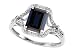 1.52 cttw 10k Gold Genuine Emerald Cut Black Sapphire and Diamond Ring - White or Yellow Gold