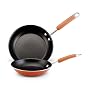 Rachael Ray Porcelain Enamel 8-Inch and 10-Inch Nonstick Skillet Pack, Orange