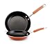 Rachael Ray Porcelain Enamel 8-Inch and 10-Inch Nonstick Skillet Pack, Orange