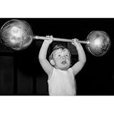 (13x19) Child Lifting Weights Archival Photo Sports Poster Print