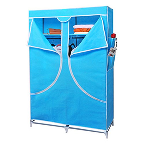 YQL The New Korean Version Of The Simple Cloth Reinforced Folding Cloth Wardrobe Closet Wardrobe Storage Closet Storager Garderobe Sky Blue