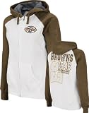 NFL Women's Cleveland Browns Sport Princess Long Sleeve Raglan Full-Zip Fleece Hoodie (White/Classic Brown Heather, Small)
