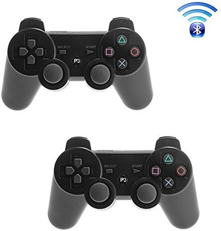Delmkin Ps3 Pair of 2 Wireless Bluetooth Controllers for Sony Playstation 3 （2 Black）