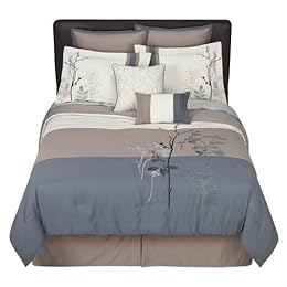 Product Image Home 8 Piece Bed Set Embroidered - Blue/Grey