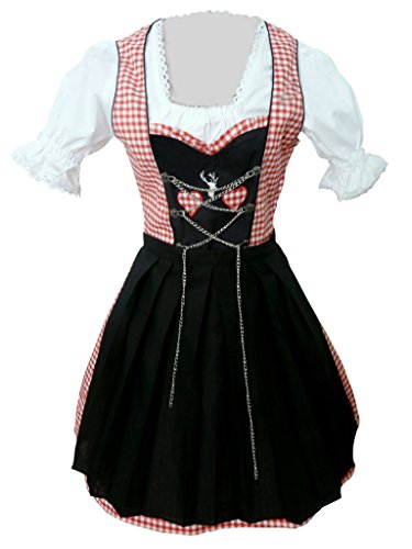 Dirndl World Womens Di04, 3 Piece Mini Dirndl Dress, Blouse, Apron, Sizes 4-22