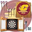 Central Michigan University Dart Cabinet w/ Darts and Board