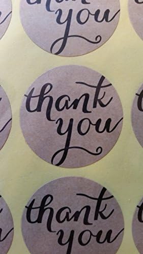 Thank You Sticker - Kraft Paper Labels Perfect for Weddings, Baby Showers, and Envelop Seals - Set of 48
