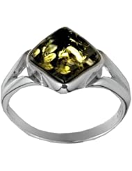 Sterling Silver Green Amber Small Square Ring