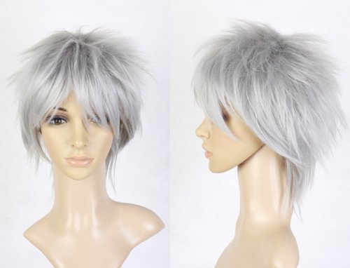 Cosplayland C850 - short Silver Skipy Gray Gintama Bleach Niou Pluto Kuroshitsuji Wig