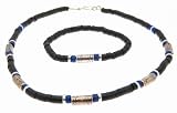Beautiful Coco Wood & Patterned Bead Beads Surf Surfer Style Bracelet & Necklace / Choker Set - A
