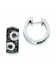 1.1 Carat 14K White Gold Diamond 7.4mm Hinged Hoop Earrings