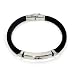Mens Or Womens Unisex Surfer High Density Rubber & Stainless Steel Black Onyx Inset Wristband Bracel